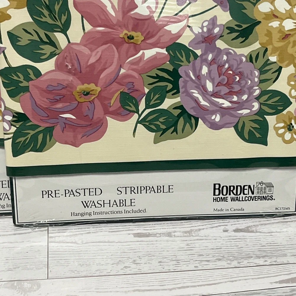 Martha‎ Stewart Floral Wallpaper Border 3 Rolls Ardley Pink Purple Gold 15yd NEW